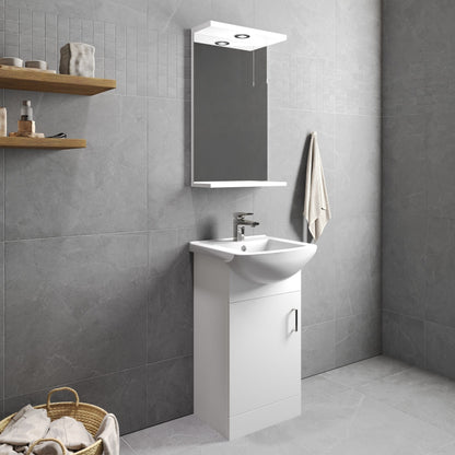 [BFORM450] 1 Door Vanity Basin Unit with Square Basin - 450mm - Gloss White - Lifestyle 3