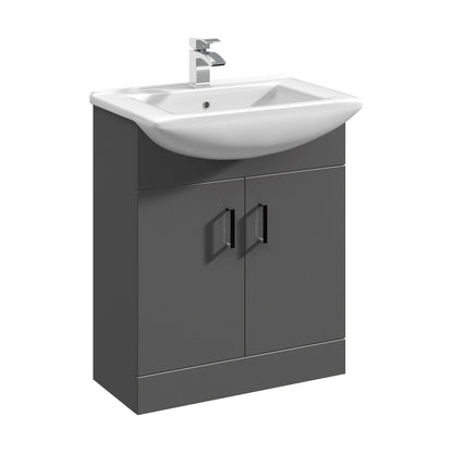 [BFORM650SB] Hamstall Dark Grey Floor Standing Vanity Unit with Basin - Soft Close Doors, Choice of Size & Basin Style - Cutout