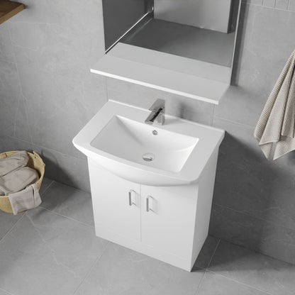 [BFORM650] 650mm - Gloss White - Floor Standing 2 Door Vanity Basin Unit with Square Basin - Lifestyle 2