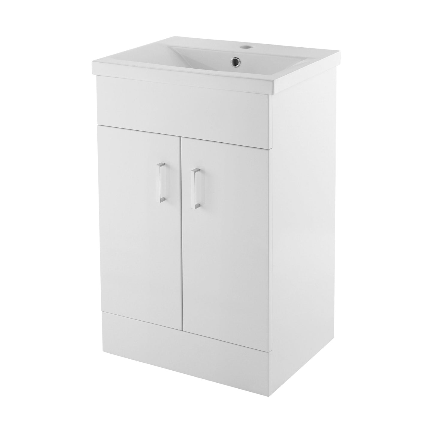 [BFORW500M] Balterley 500mm 2 Door Gloss White Floor Standing Cabinet With Basin - Cutout
