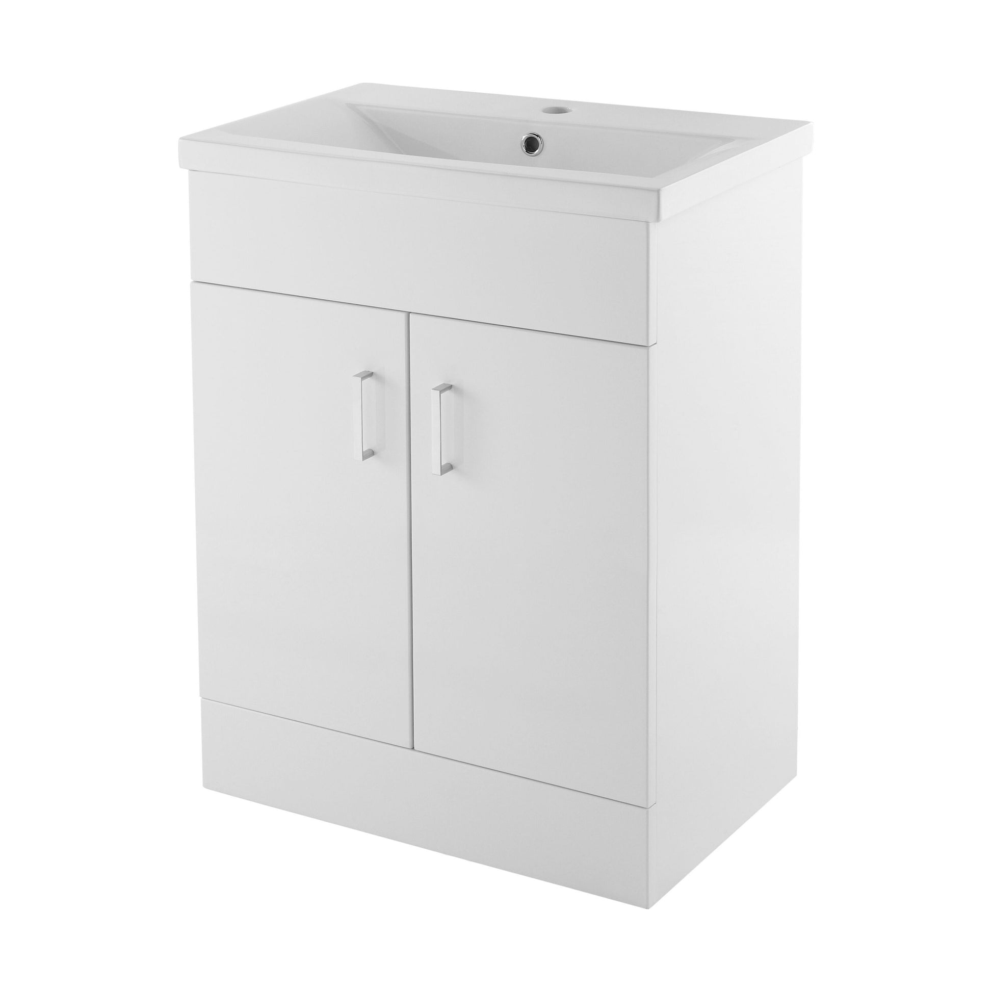 [BFORW600E] Balterley 600mm 2 Door Gloss White Floor Standing Cabinet With Basin - Cutout