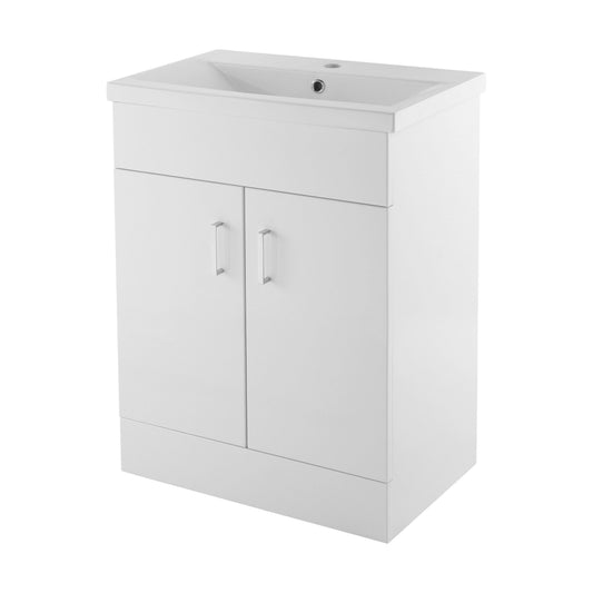 [BFORW600E] Balterley 600mm 2 Door Gloss White Floor Standing Cabinet With Basin - Cutout