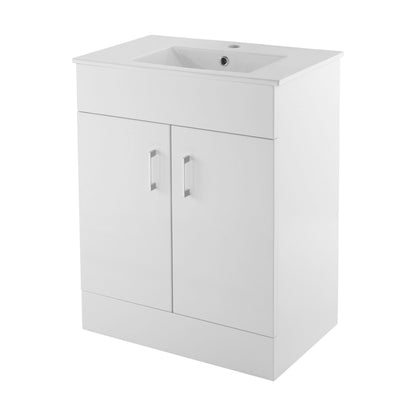 [BFORW600M] Balterley 600mm 2 Door Gloss White Floor Standing Cabinet With Basin - Cutout