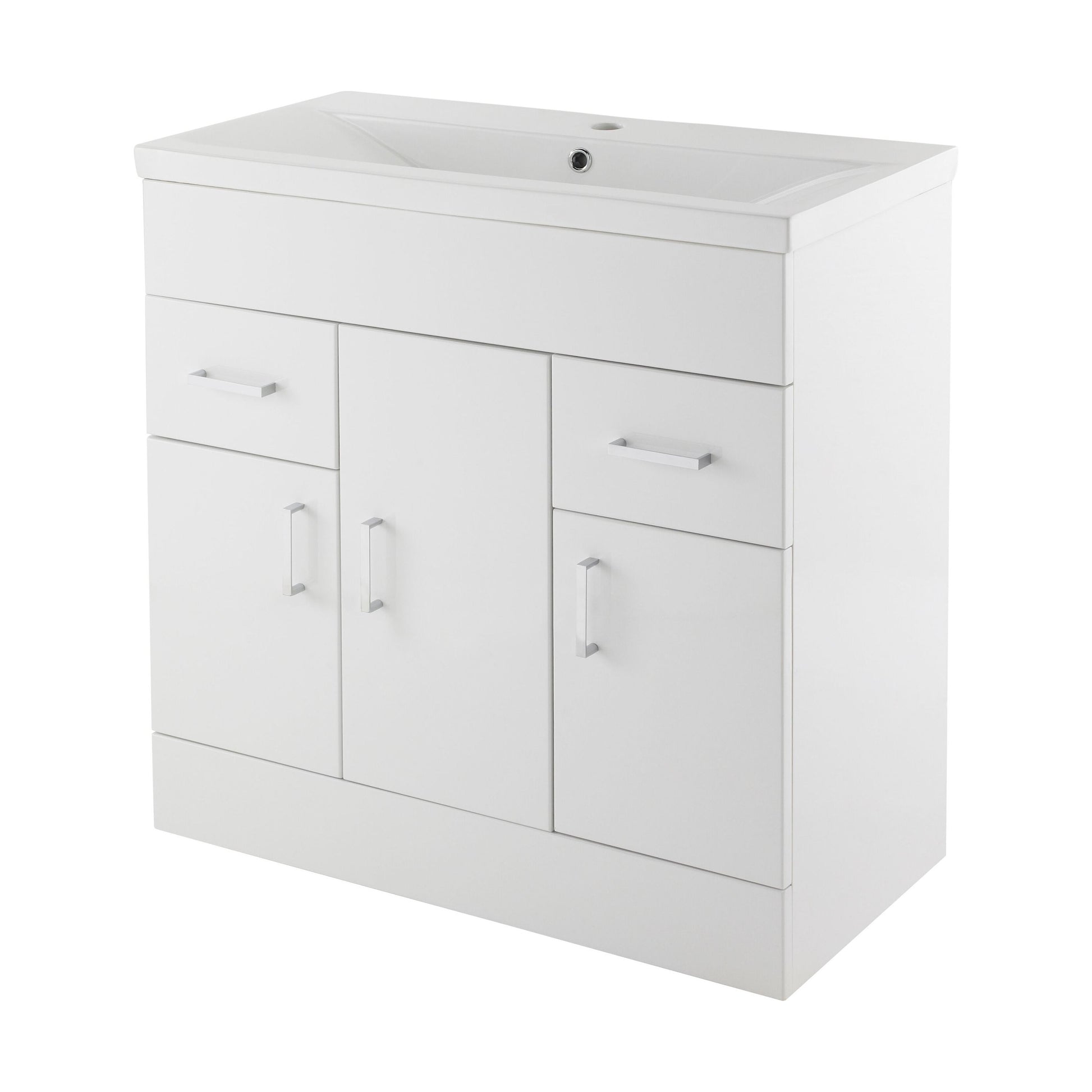 [BFORW800M] Balterley 800mm 3 Door 2 Drawer Gloss White Floor Standing Cabinet With Basin - Cutout