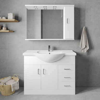 [BFORY1050] Hamstall Contemporary Floor Standing Vanity Unit with Round Ceramic Basin – Gloss White, Choice of Doors, Drawers & Sizes - Lifestyle 1