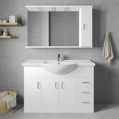 [BFORY1200] Hamstall Contemporary Floor Standing Vanity Unit with Round Ceramic Basin – Gloss White, Choice of Doors, Drawers & Sizes - Lifestyle 1