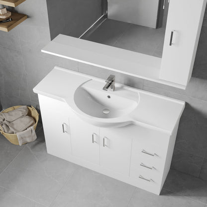 [BFORY1200] Hamstall Contemporary Floor Standing Vanity Unit with Round Ceramic Basin – Gloss White, Choice of Doors, Drawers & Sizes - Lifestyle 2