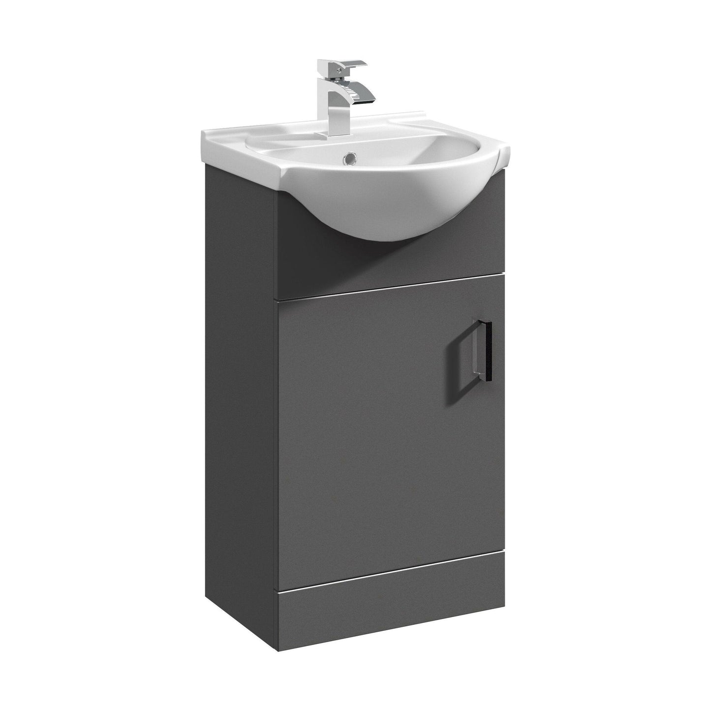[BFORY450SB] Hamstall Dark Grey Floor Standing Vanity Unit with Basin - Soft Close Doors, Choice of Size & Basin Style - Cutout