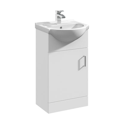 [BFORY450] Hamstall Contemporary Floor Standing Vanity Unit with Round Ceramic Basin – Gloss White, Choice of Doors, Drawers & Sizes - Cutout