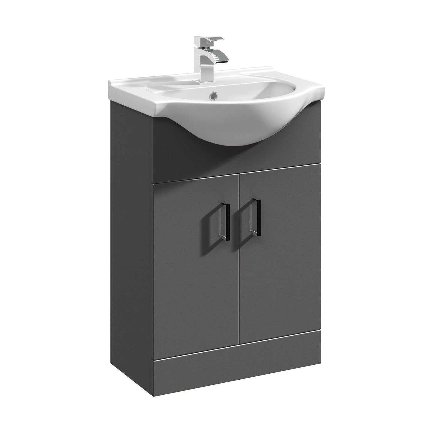 [BFORY550SB] Hamstall Dark Grey Floor Standing Vanity Unit with Basin - Soft Close Doors, Choice of Size & Basin Style - Cutout
