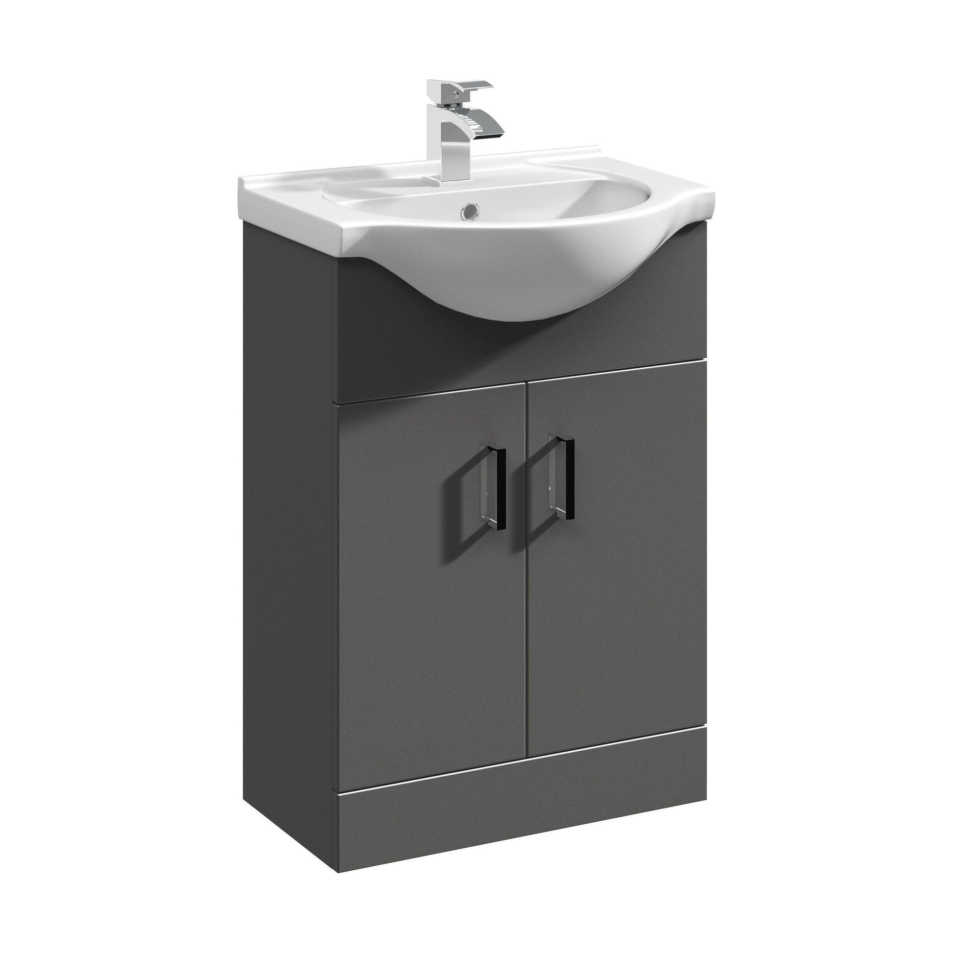 [BFORY550SB] Hamstall Dark Grey Floor Standing Vanity Unit with Basin - Soft Close Doors, Choice of Size & Basin Style - Cutout