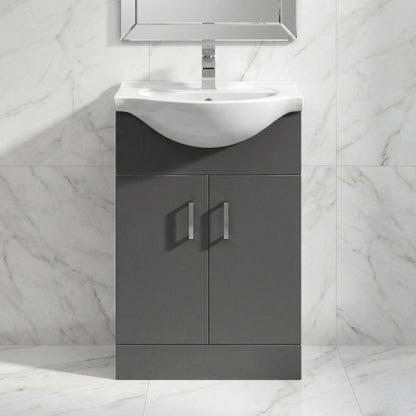 [BFORY550SB] Hamstall Dark Grey Floor Standing Vanity Unit with Basin - Soft Close Doors, Choice of Size & Basin Style - Silo