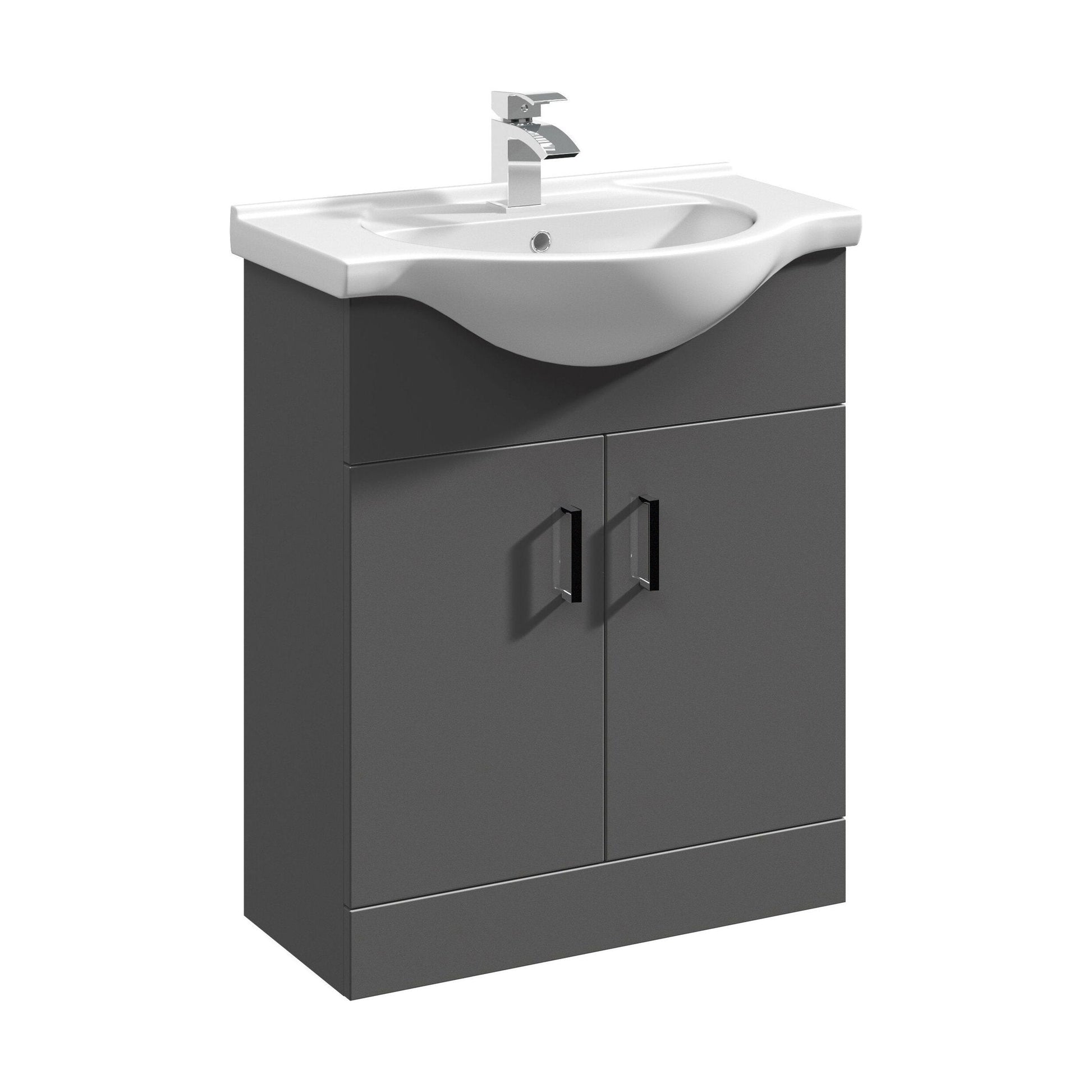 [BFORY650SB] Hamstall Dark Grey Floor Standing Vanity Unit with Basin - Soft Close Doors, Choice of Size & Basin Style - Cutout
