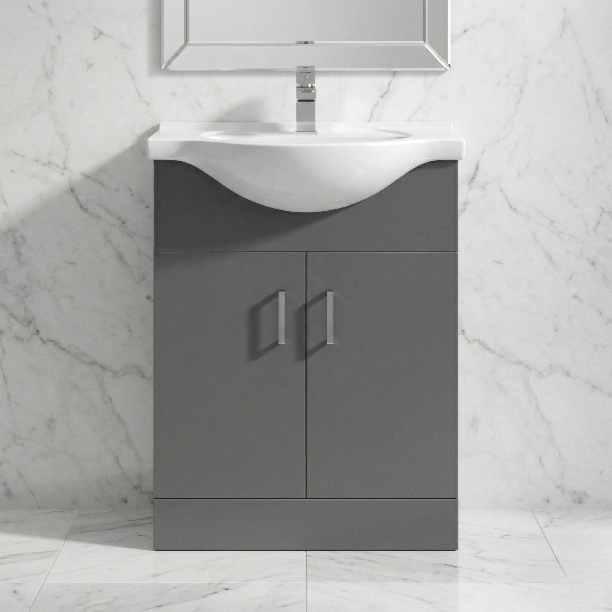 [BFORY650SB] Hamstall Dark Grey Floor Standing Vanity Unit with Basin - Soft Close Doors, Choice of Size & Basin Style - Silo