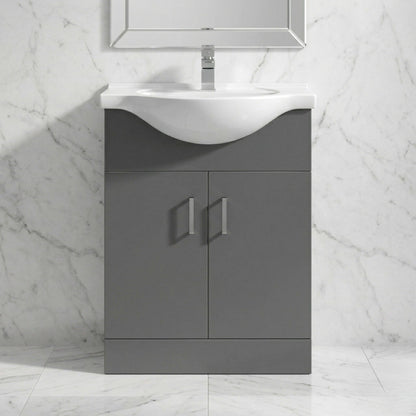 [BFORY650SB] Hamstall Dark Grey Floor Standing Vanity Unit with Basin - Soft Close Doors, Choice of Size & Basin Style - Silo