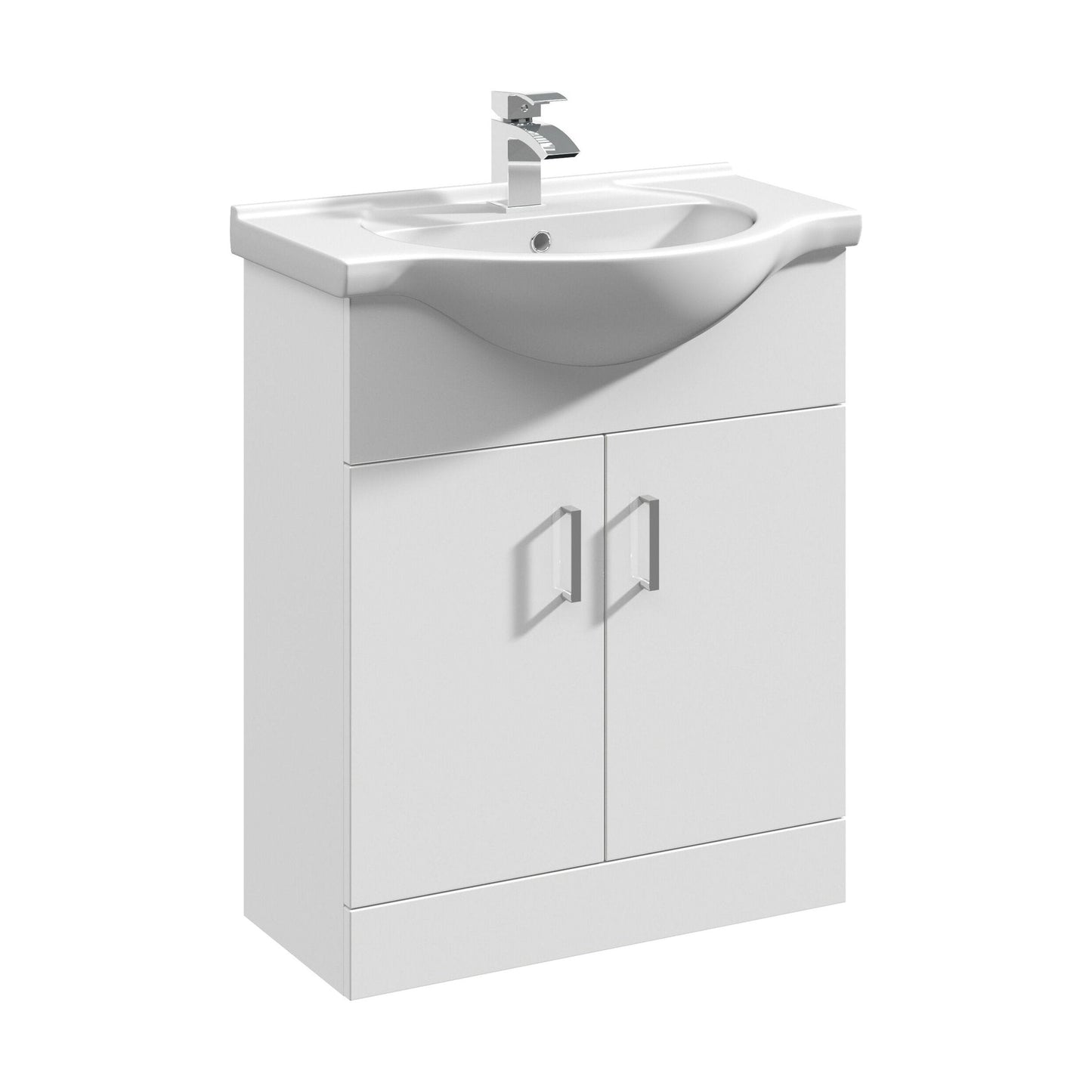 [BFORY650] Hamstall Contemporary Floor Standing Vanity Unit with Round Ceramic Basin – Gloss White, Choice of Doors, Drawers & Sizes - Cutout