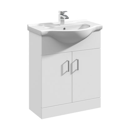 [BFORY650] Hamstall Contemporary Floor Standing Vanity Unit with Round Ceramic Basin – Gloss White, Choice of Doors, Drawers & Sizes - Cutout