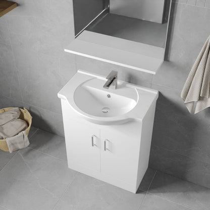 [BFORY650] Hamstall Contemporary Floor Standing Vanity Unit with Round Ceramic Basin – Gloss White, Choice of Doors, Drawers & Sizes - Lifestyle 2