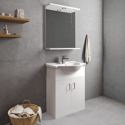 [BFORY650] Hamstall Contemporary Floor Standing Vanity Unit with Round Ceramic Basin – Gloss White, Choice of Doors, Drawers & Sizes - Lifestyle 3