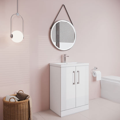 [BFPF125A] Belvide Partial Fluted 2 Door Floor Standing Vanity Unit with Mid-Edge 1 Tap Hole Ceramic Basin - Lifestyle 3