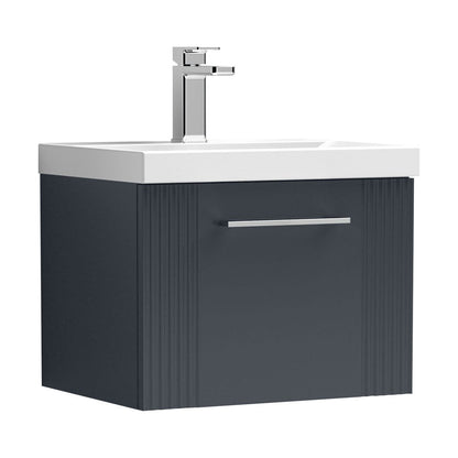 [BFPF1491A] Belvide Partial Fluted 1 Drawer Wall Hung Vanity Unit with Mid-Edge 1 Tap Hole Ceramic Basin - Cutout