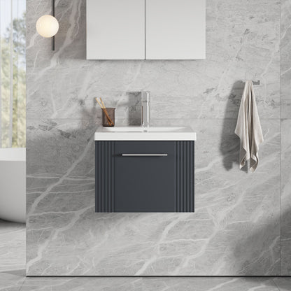 [BFPF1491A] Belvide Partial Fluted 1 Drawer Wall Hung Vanity Unit with Mid-Edge 1 Tap Hole Ceramic Basin - Lifestyle 1