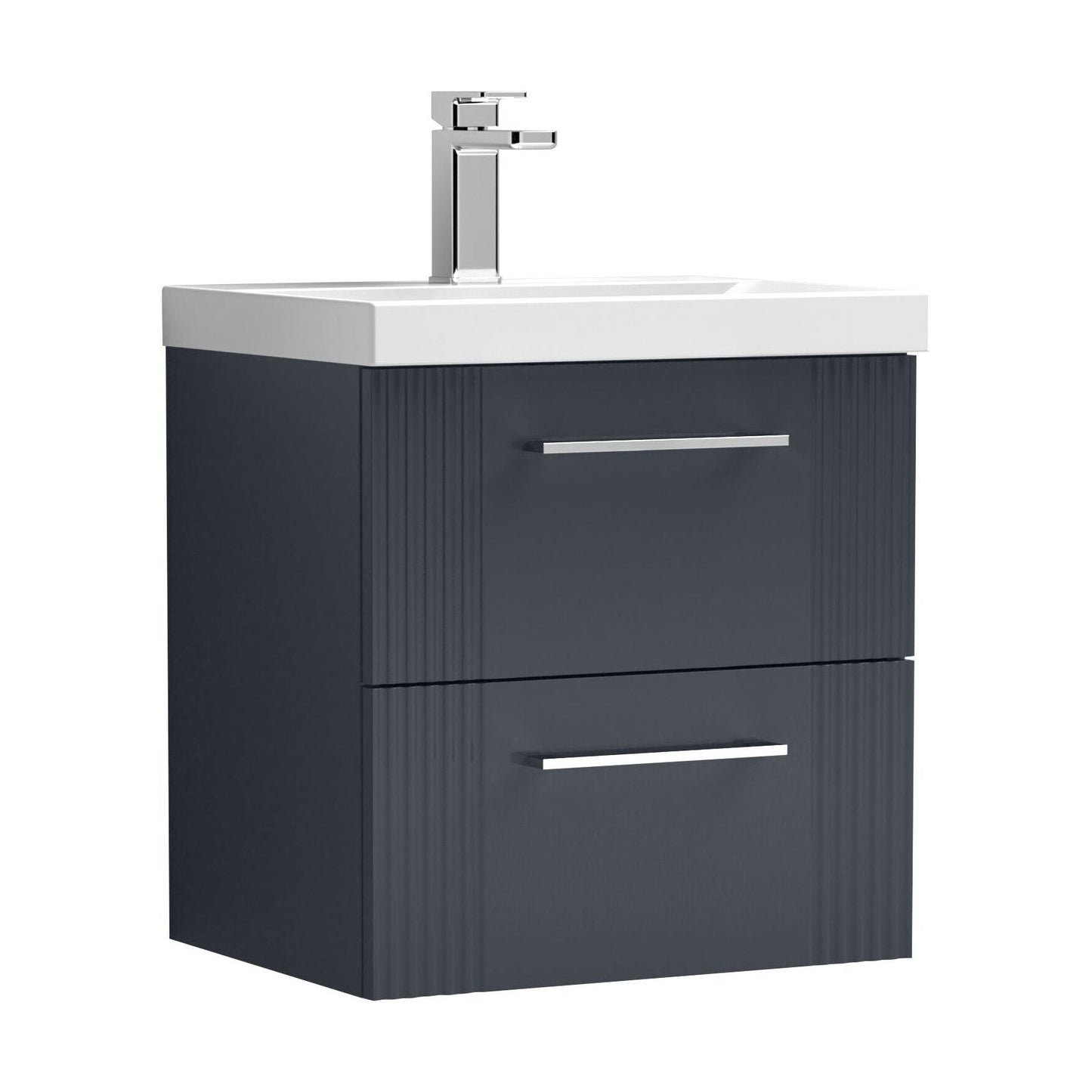 [BFPF1492A] Belvide Partial Fluted 2 Drawer Wall Hung Vanity Unit with Mid-Edge 1 Tap Hole Ceramic Basin - Cutout