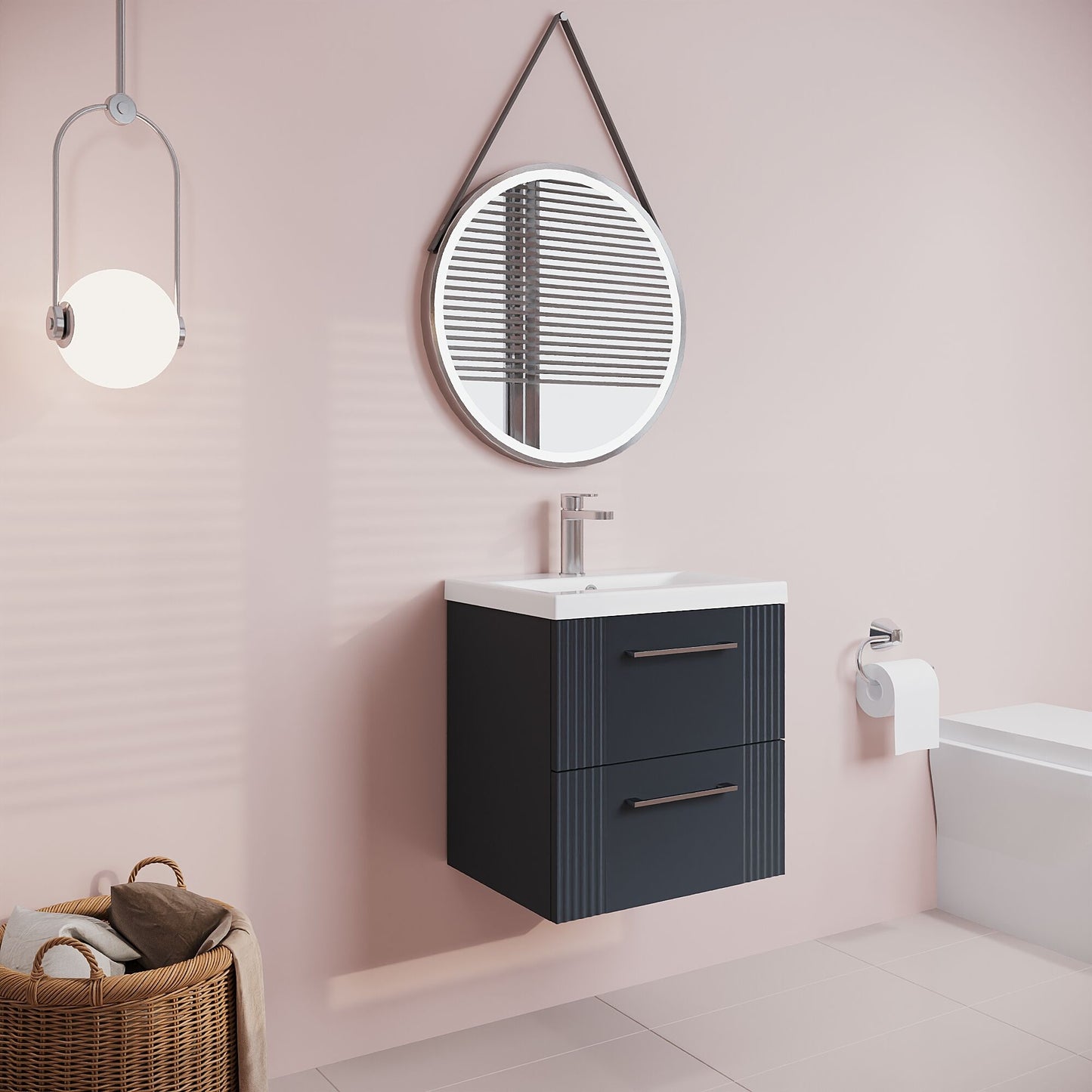 [BFPF1492A] Belvide Partial Fluted 2 Drawer Wall Hung Vanity Unit with Mid-Edge 1 Tap Hole Ceramic Basin - Lifestyle 3