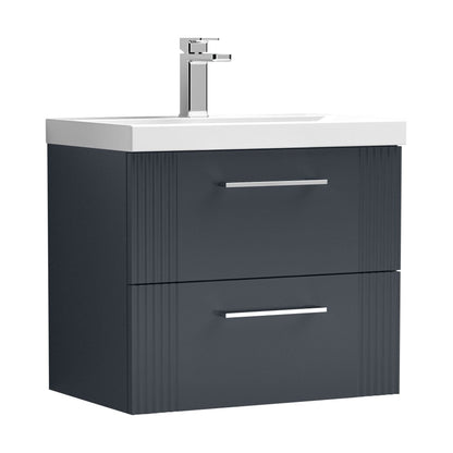 [BFPF1493A] Belvide Partial Fluted 2 Drawer Wall Hung Vanity Unit with Mid-Edge 1 Tap Hole Ceramic Basin - Cutout