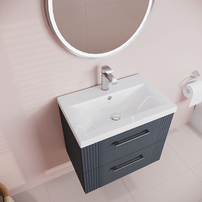 [BFPF1493A] Belvide Partial Fluted 2 Drawer Wall Hung Vanity Unit with Mid-Edge 1 Tap Hole Ceramic Basin - Lifestyle 2