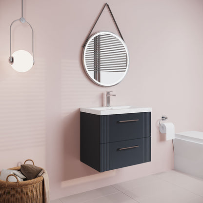 [BFPF1493A] Belvide Partial Fluted 2 Drawer Wall Hung Vanity Unit with Mid-Edge 1 Tap Hole Ceramic Basin - Lifestyle 3