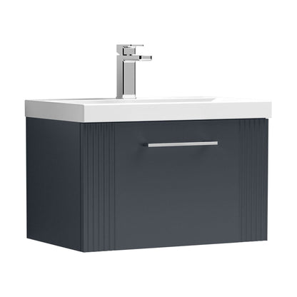 [BFPF1494A] Belvide Partial Fluted 1 Drawer Wall Hung Vanity Unit with Mid-Edge 1 Tap Hole Ceramic Basin - Cutout
