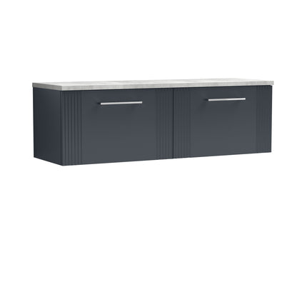 [BFPF1494LBG2] Belvide Retro Partial Fluted 1 Drawer Wall Hung Vanity Unit with Bellato Grey Laminate Worktop, Choice of Colour - Cutout