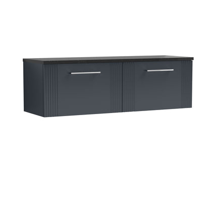 [BFPF1494LSB2] Belvide Retro Partial Fluted 1 Drawer Wall Hung Vanity Unit with Sparkling Black Laminate Worktop, Choice of Colour - Cutout
