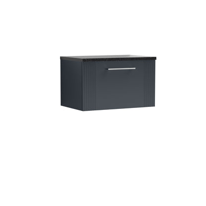 [BFPF1494LSB] Belvide Retro Partial Fluted 1 Drawer Wall Hung Vanity Unit with Sparkling Black Laminate Worktop, Choice of Size and Colour - Cutout