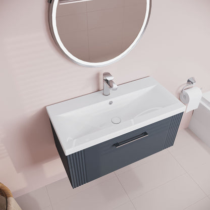 [BFPF1496A] Belvide Partial Fluted 1 Drawer Wall Hung Vanity Unit with Mid-Edge 1 Tap Hole Ceramic Basin - Lifestyle 2
