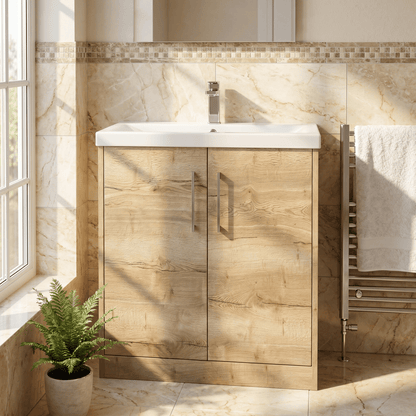 [BFPF1805A] Winshill Contemporary 2 Door Floor Standing Vanity Basin Unit with Mid-Edge Basin, Choice of Size and Colour - Silo