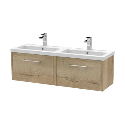 [BFPF1822C] Winshill Contemporary 2 Drawer Wall Hung Vanity Unit with Thin Edge Basin, Light Oak, 1200mm - Cutout