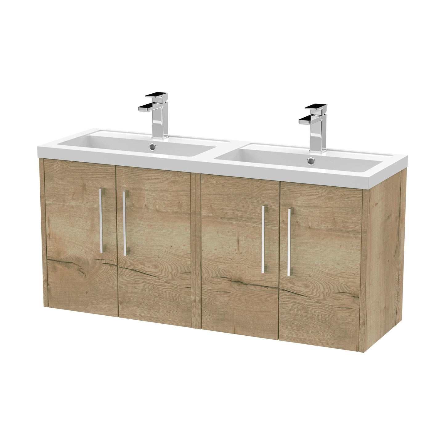 [BFPF1823C] Winshill Contemporary 4 Door Wall Hung Vanity Unit with Thin Edge Basin, Light Oak, 1200mm - Cutout