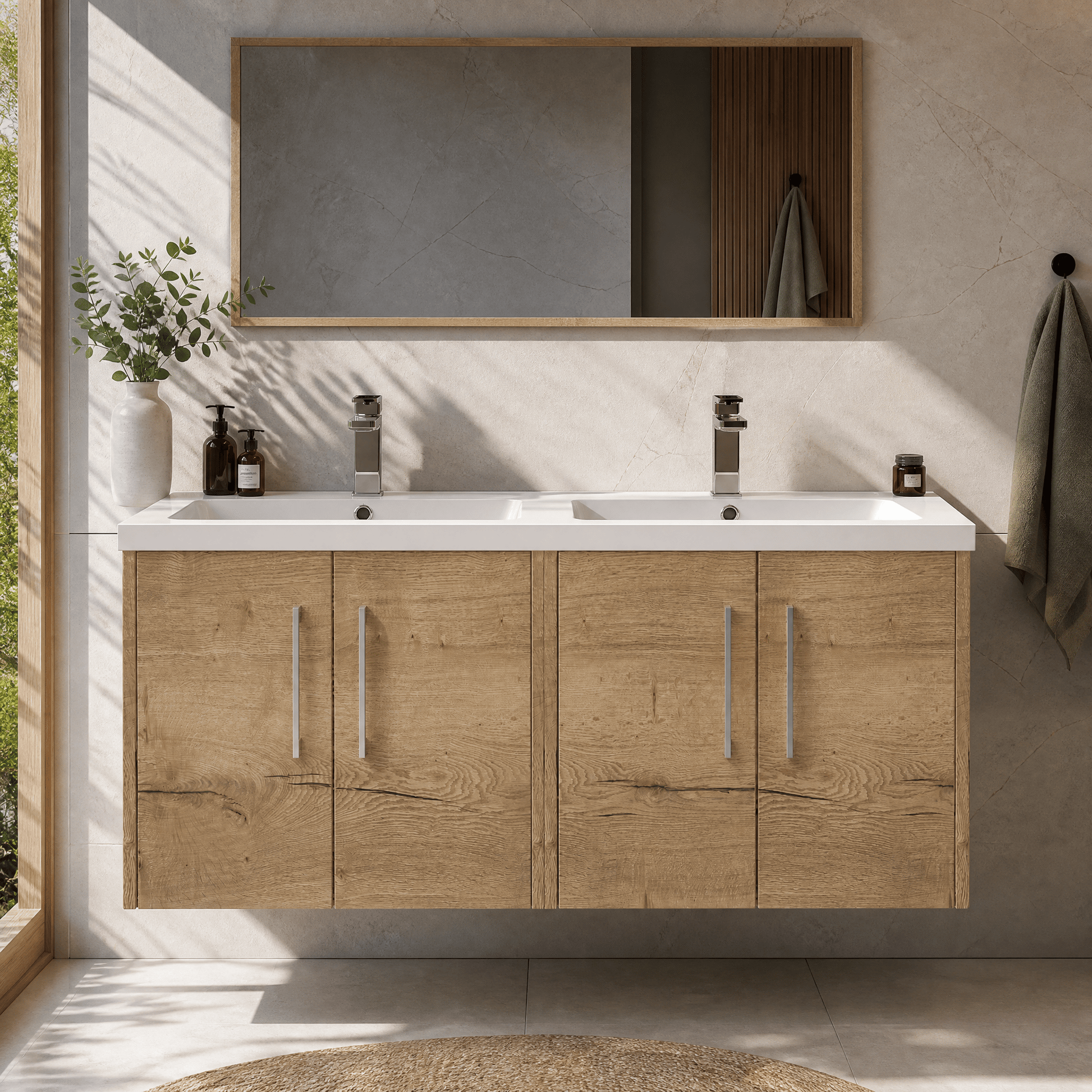 [BFPF1823C] Winshill Contemporary 4 Door 1200mm Wall Hung Vanity Unit with Thin Edge Basin - Choice of Colour - Silo
