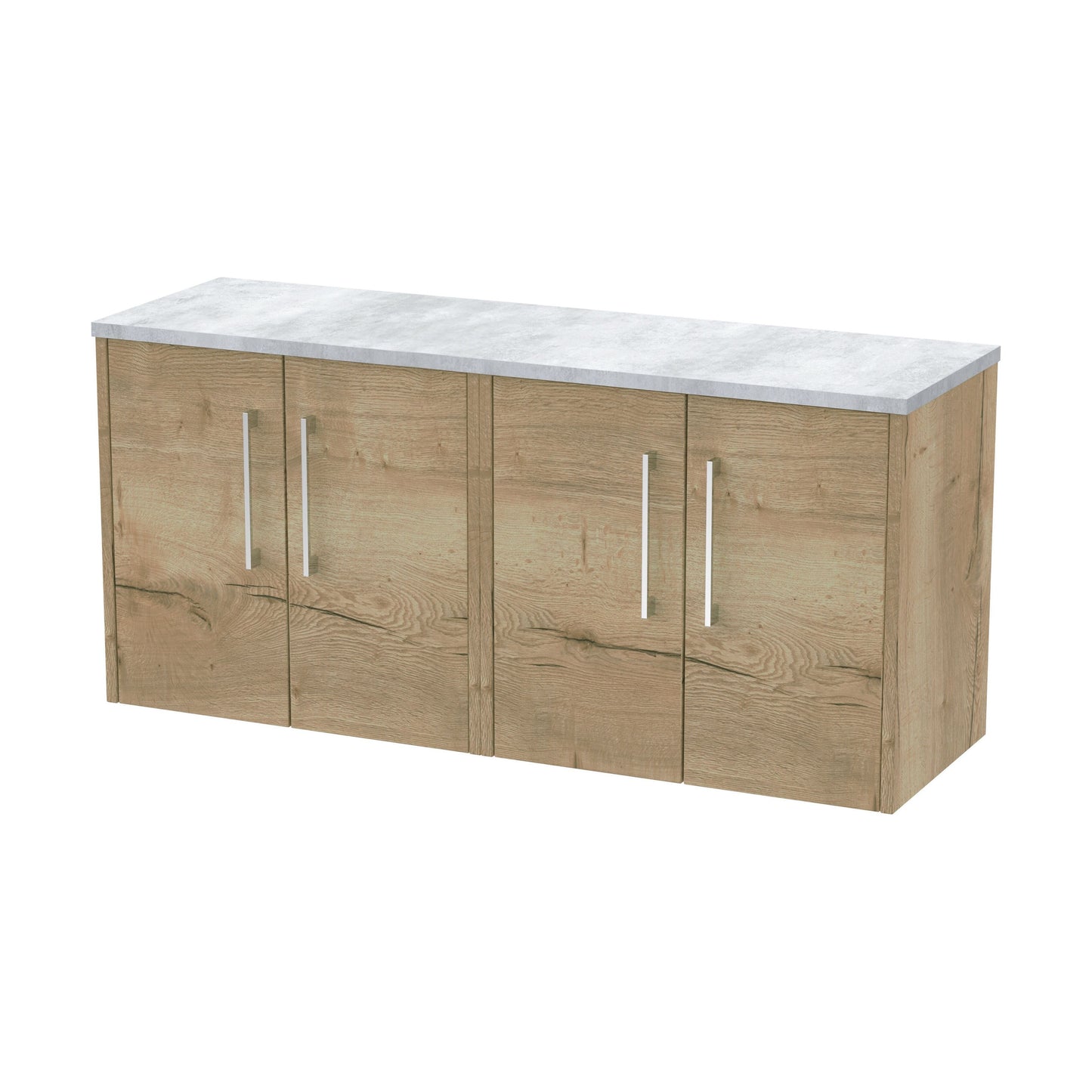[BFPF1823LBG2] Winshill Contemporary Wall Hung Vanity Unit with Laminate Worktop, Light Oak, 1200mm - Cutout