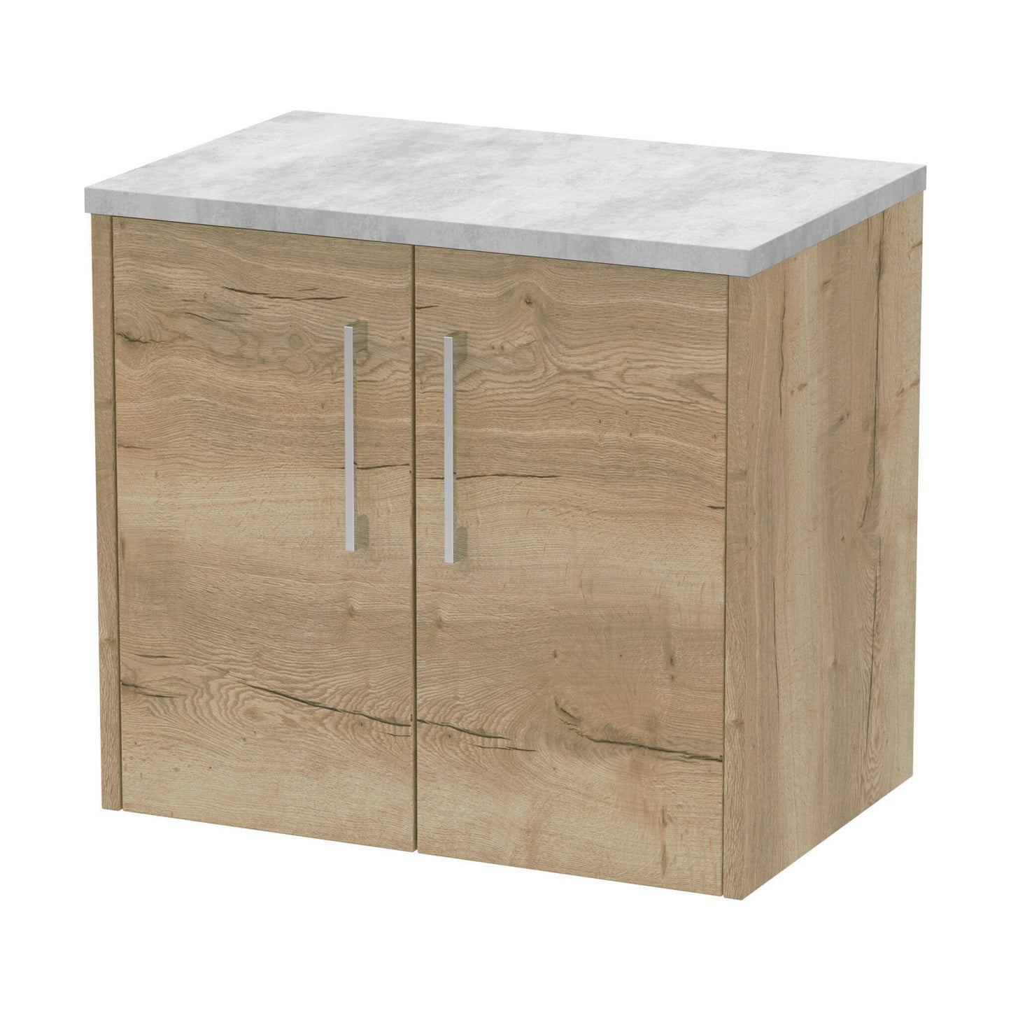 [BFPF1823LBG] Winshill Contemporary 2 Door Wall Hung Vanity Unit with Laminate Worktop, Light Oak, 600mm - Cutout