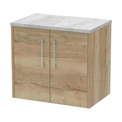 [BFPF1823LBG] Winshill Contemporary 2 Door Wall Hung Vanity Unit with Laminate Worktop, Light Oak, 600mm - Cutout