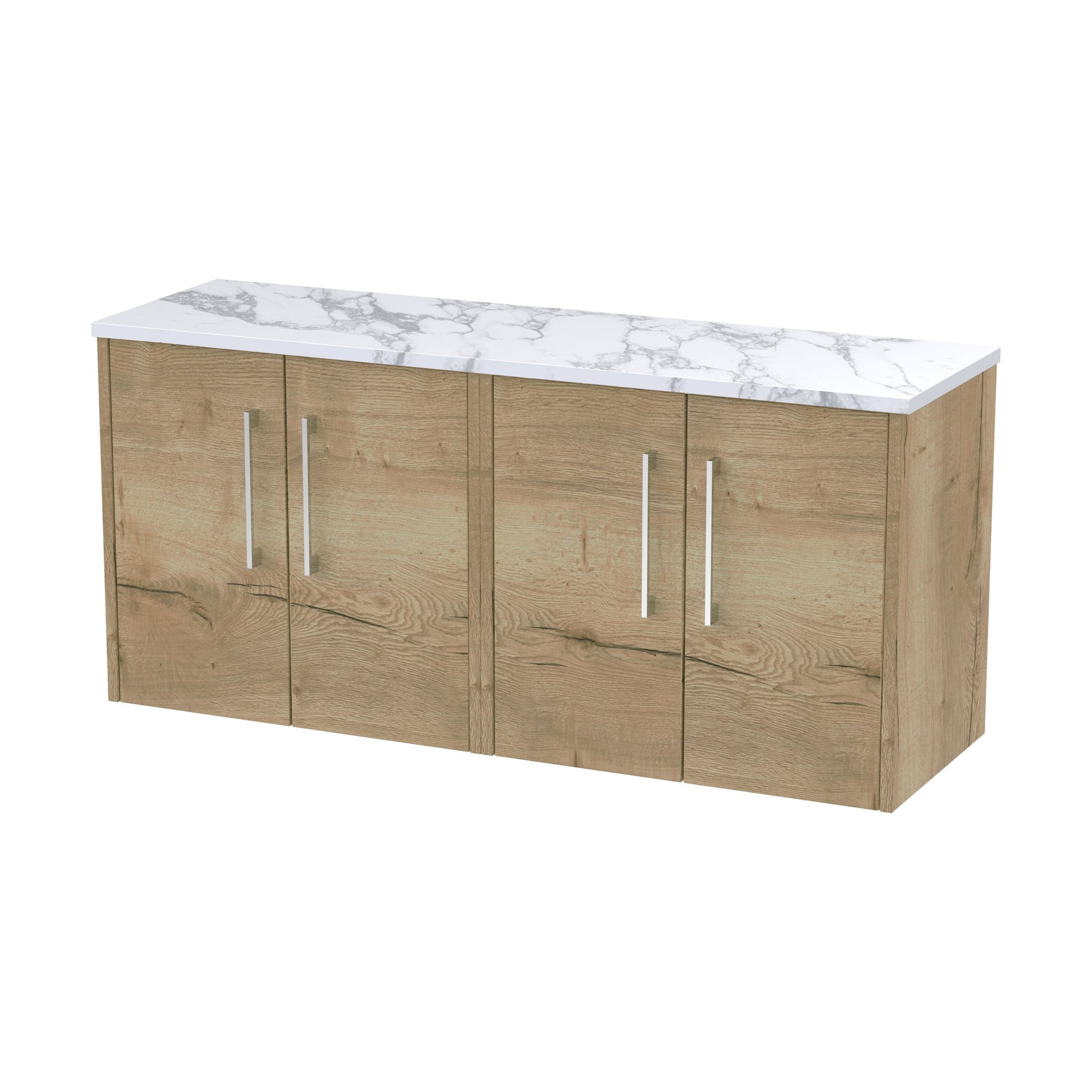 [BFPF1823LCM2] Winshill Contemporary 2 Door Wall Hung Vanity Unit with Laminate Worktop, Light Oak, 1200mm - Cutout