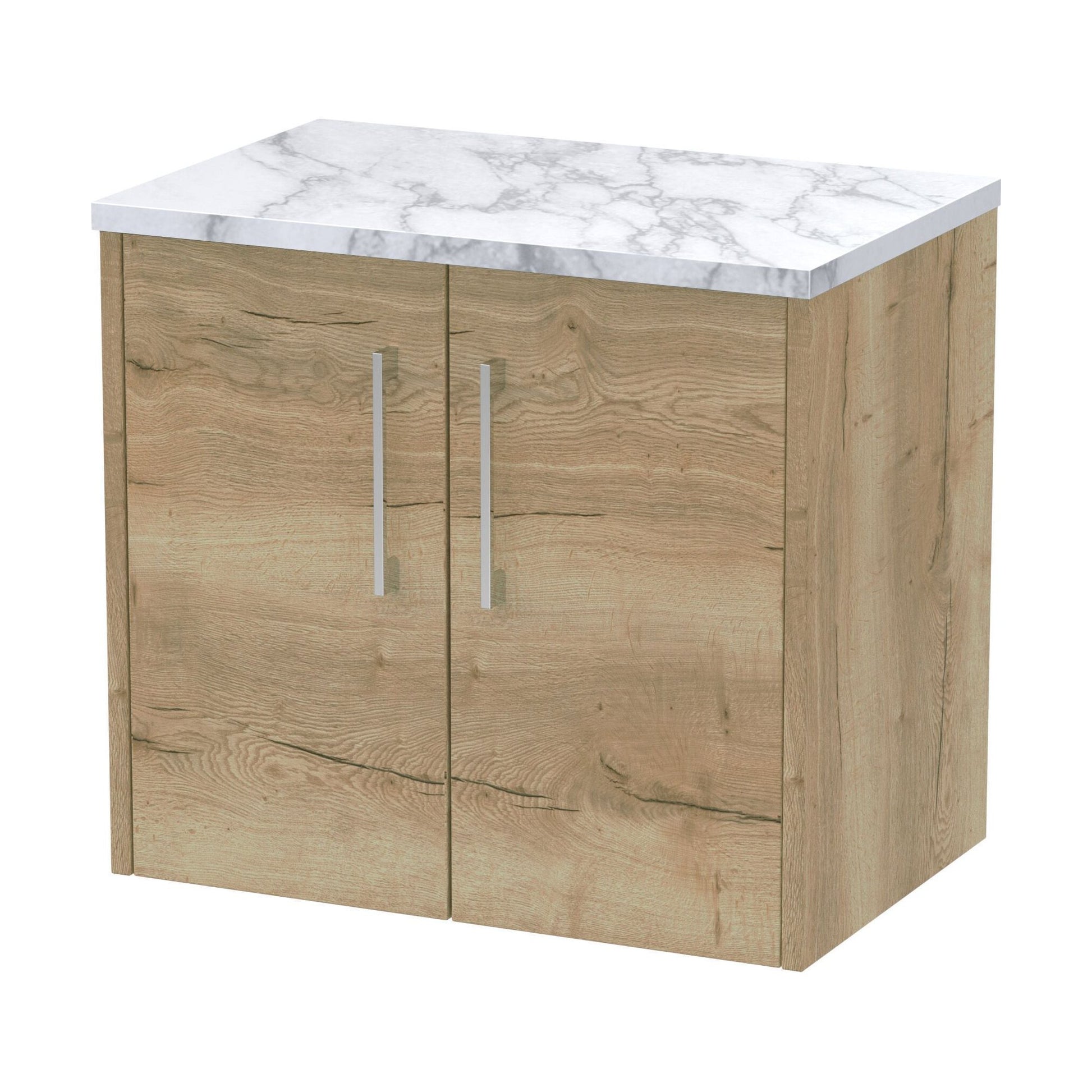 [BFPF1823LCM] Winshill Contemporary 2 Door Wall Hung Vanity Unit with Laminate Worktop, Light Oak, 600mm - Cutout