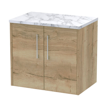 [BFPF1823LCM] Winshill Contemporary 2 Door Wall Hung Vanity Unit with Laminate Worktop, Light Oak, 600mm - Cutout