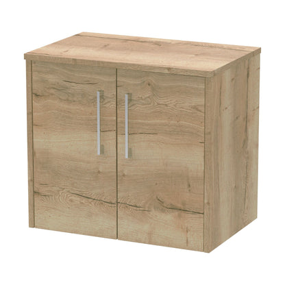 [BFPF1823W] Winshill Contemporary 2 Door Wall Hung Vanity Unit with Worktop, Light Oak, 600mm - Cutout