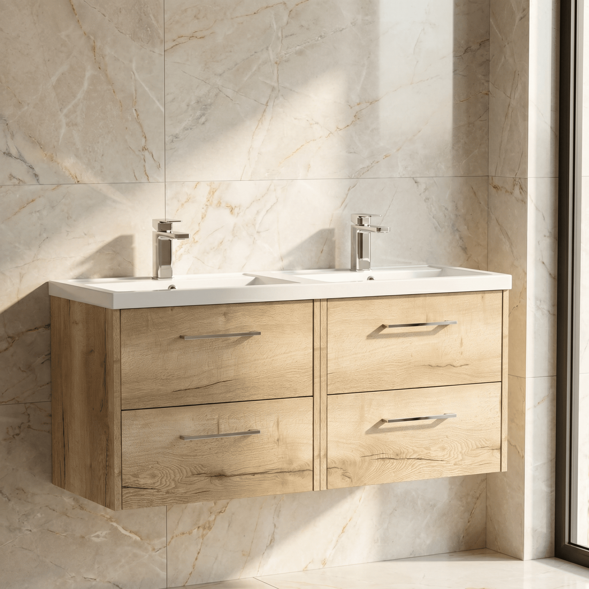 [BFPF1824C] Winshill Contemporary 4 Drawer 1200mm Wall Hung Vanity Unit with Double Basin - Choice of Colour - Silo