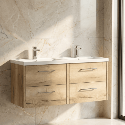 [BFPF1824C] Winshill Contemporary 4 Drawer 1200mm Wall Hung Vanity Unit with Double Basin - Choice of Colour - Silo