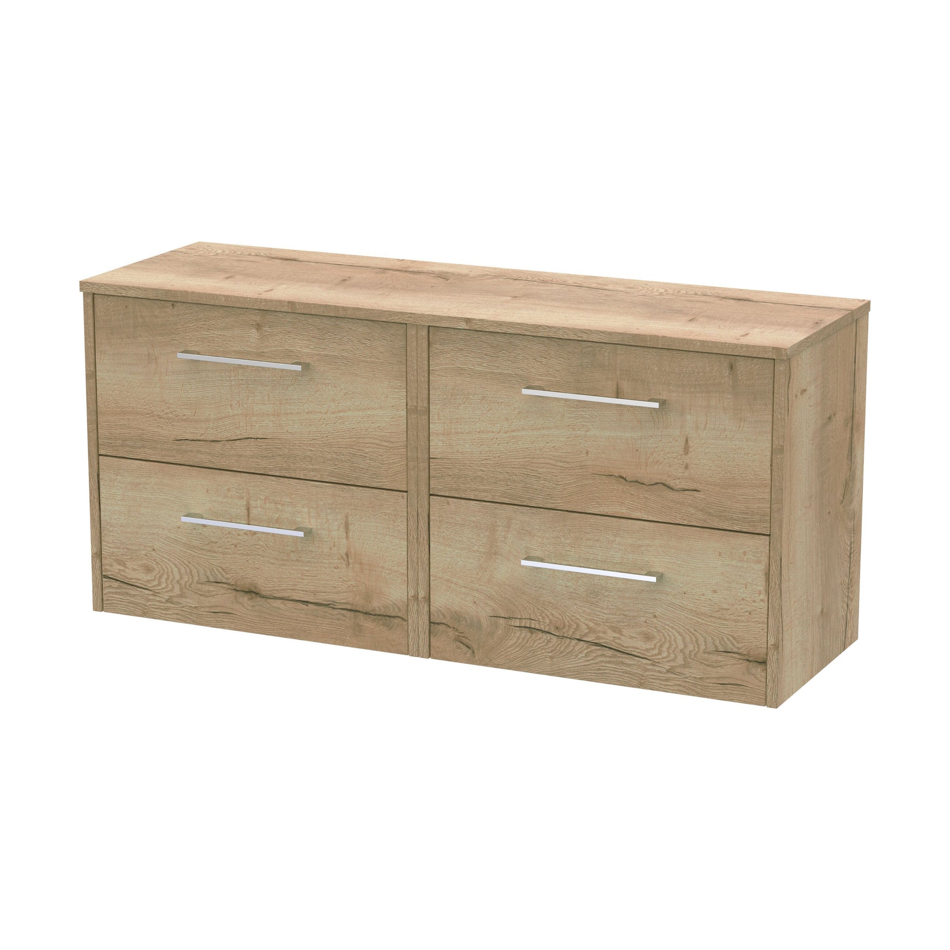 [BFPF1824W2] Winshill Contemporary 4 Drawer Wall Hung Vanity Unit with Worktop, Light Oak, 1200mm - Cutout